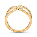 14kt Yellow Gold Womens Round Diamond Negative Space Link Fashion Ring 1/6 Cttw