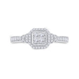 14kt White Gold Womens Princess Diamond Fashion Ring 1/2 Cttw
