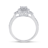 14kt White Gold Womens Princess Diamond Fashion Ring 1/2 Cttw
