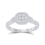 14kt White Gold Womens Princess Diamond Fashion Ring 1/2 Cttw