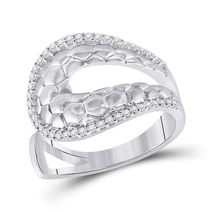 14kt White Gold Womens Round Diamond Modern Scale Fashion Ring 1/4 Cttw
