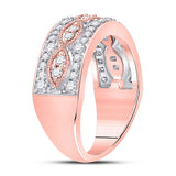14kt Rose Gold Womens Round Diamond Fashion Twist Band Ring 5/8 Cttw