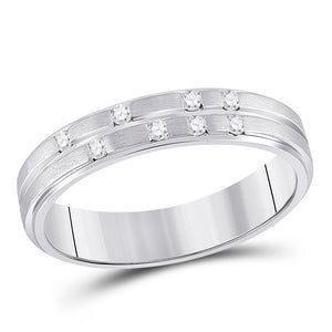 14kt White Gold Womens Round Diamond Scattered Band Ring 1/10 Cttw