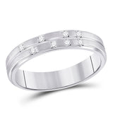 14kt White Gold Womens Round Diamond Scattered Band Ring 1/10 Cttw