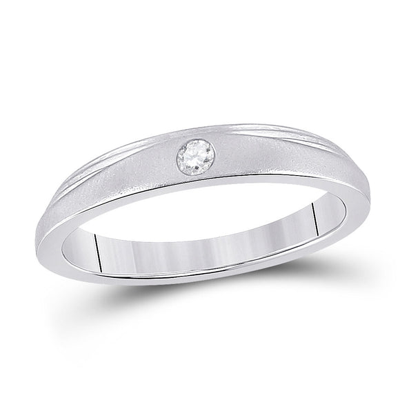 14kt White Gold Womens Round Diamond Solitaire Band Ring 1/12 Cttw