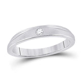 14kt White Gold Womens Round Diamond Solitaire Band Ring 1/12 Cttw