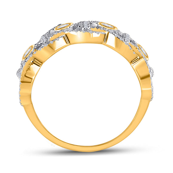 14kt Yellow Gold Womens Round Diamond Woven Fashion Ring 5/8 Cttw