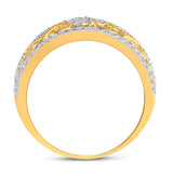 14kt Yellow Gold Womens Round Diamond Clover Square Band Ring 5/8 Cttw