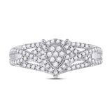 10kt White Gold Womens Round Diamond Teardrop Cluster Ring 1/2 Cttw