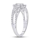10kt White Gold Womens Round Diamond Teardrop Cluster Ring 1/2 Cttw