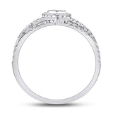 10kt White Gold Womens Round Diamond Teardrop Cluster Ring 1/2 Cttw