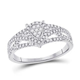 10kt White Gold Womens Round Diamond Teardrop Cluster Ring 1/2 Cttw