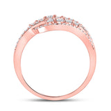 10kt Rose Gold Womens Round Diamond Crossover Fashion Ring 1/2 Cttw