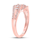 10kt Rose Gold Womens Round Diamond Crossover Fashion Ring 1/2 Cttw
