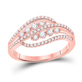10kt Rose Gold Womens Round Diamond Crossover Fashion Ring 1/2 Cttw