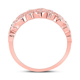 14kt Rose Gold Womens Round Diamond 3-Row Marquise Dot Band Ring 3/4 Cttw