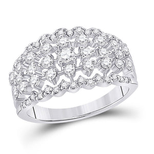 14kt White Gold Womens Round Diamond Anniversary Ring 7/8 Cttw