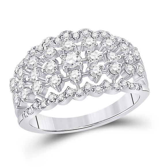 14kt White Gold Womens Round Diamond Anniversary Ring 7/8 Cttw