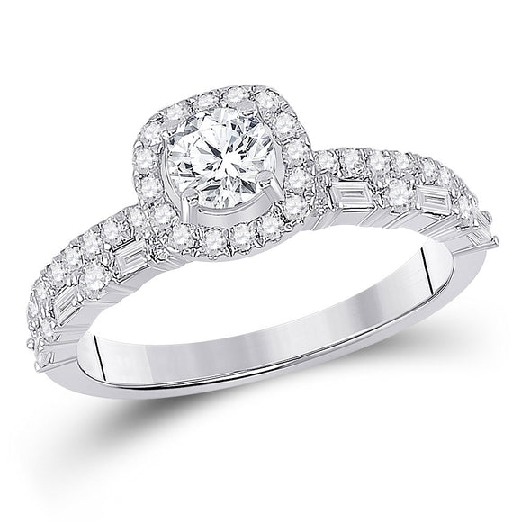 14kt White Gold Round Diamond Halo Bridal Wedding Engagement Ring 1 Cttw