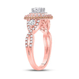 14kt Rose Gold Round Diamond Halo Bridal Wedding Engagement Ring 1-1/3 Cttw