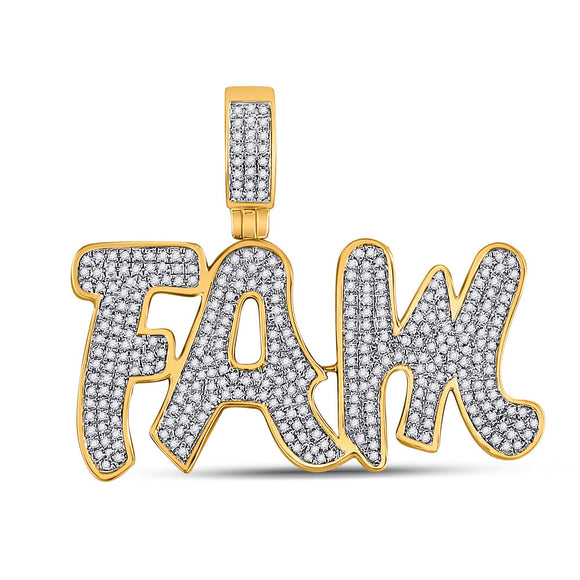 10kt Yellow Gold Mens Round Diamond Fam Charm Pendant 1 Cttw