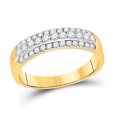 14kt Yellow Gold His Hers Round Diamond Cluster Matching Wedding Set 2 Cttw