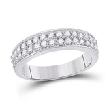 14kt White Gold His Hers Round Diamond Cluster Matching Wedding Set 1-3/4 Cttw