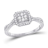 10kt White Gold Womens Round Diamond Square Cluster Ring 1/2 Cttw