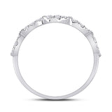 10kt White Gold Womens Round Diamond Teardrop Stackable Band Ring 1/3 Cttw
