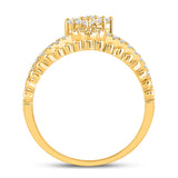 10kt Yellow Gold Womens Round Diamond Offset Square Fashion Ring 1/2 Cttw