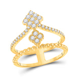 10kt Yellow Gold Womens Round Diamond Offset Square Fashion Ring 1/2 Cttw