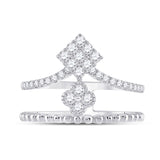 10kt White Gold Womens Round Diamond Offset Square Fashion Ring 1/2 Cttw
