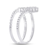 10kt White Gold Womens Round Diamond Offset Square Fashion Ring 1/2 Cttw