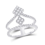 10kt White Gold Womens Round Diamond Offset Square Fashion Ring 1/2 Cttw