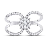 10kt White Gold Womens Round Diamond Negative Space Cluster Ring 1/2 Cttw