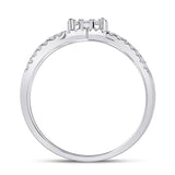 10kt White Gold Womens Round Diamond Negative Space Cluster Ring 1/2 Cttw