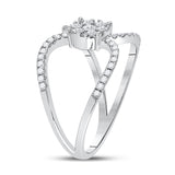10kt White Gold Womens Round Diamond Negative Space Cluster Ring 1/2 Cttw