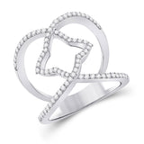14kt White Gold Womens Round Diamond Starburst Negative Space Ring 1/2 Cttw