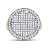 14kt Yellow Gold Mens Round Diamond Circle Frame Cluster Ring 1-1/2 Cttw