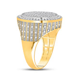 14kt Yellow Gold Mens Round Diamond Circle Frame Cluster Ring 1-1/2 Cttw