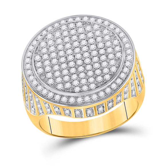 14kt Yellow Gold Mens Round Diamond Circle Frame Cluster Ring 1-1/2 Cttw