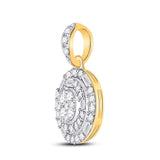 14kt Yellow Gold Womens Baguette Diamond Circle Cluster Pendant 3/8 Cttw