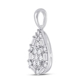 14kt White Gold Womens Round Diamond Teardrop Cluster Pendant 1/2 Cttw