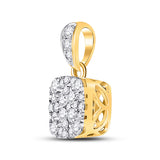 14kt Yellow Gold Womens Round Diamond Square Pendant 1/2 Cttw