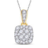 14kt Yellow Gold Womens Round Diamond Square Pendant 1/2 Cttw