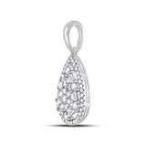 14kt White Gold Womens Baguette Diamond Teardrop Pendant 1/2 Cttw