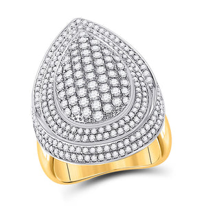 14kt Yellow Gold Womens Round Diamond Teardrop Cluster Ring 2-1/5 Cttw