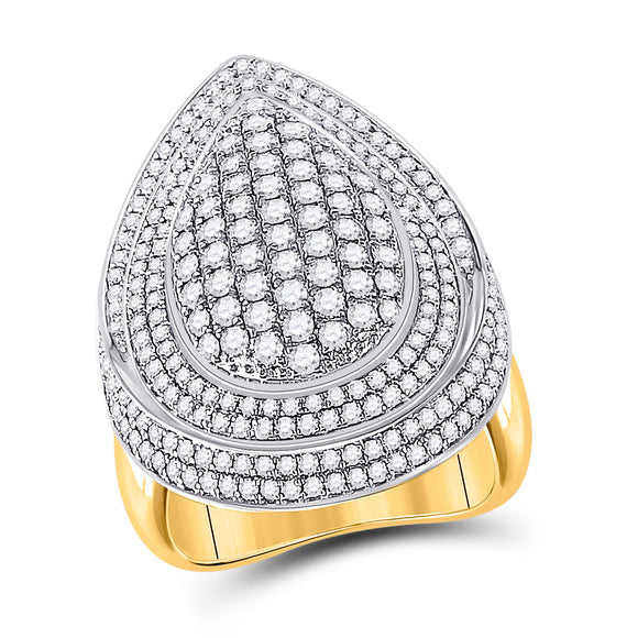 14kt Yellow Gold Womens Round Diamond Teardrop Cluster Ring 2-1/5 Cttw