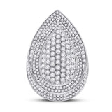 14kt White Gold Womens Round Diamond Fashion Cluster Pear Ring 2-1/5 Cttw