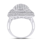 14kt White Gold Womens Round Diamond Fashion Cluster Pear Ring 2-1/5 Cttw